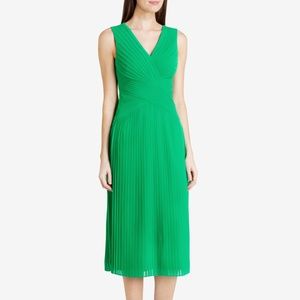 Ted Baker Green Pleated Midi Dress (Size 1)